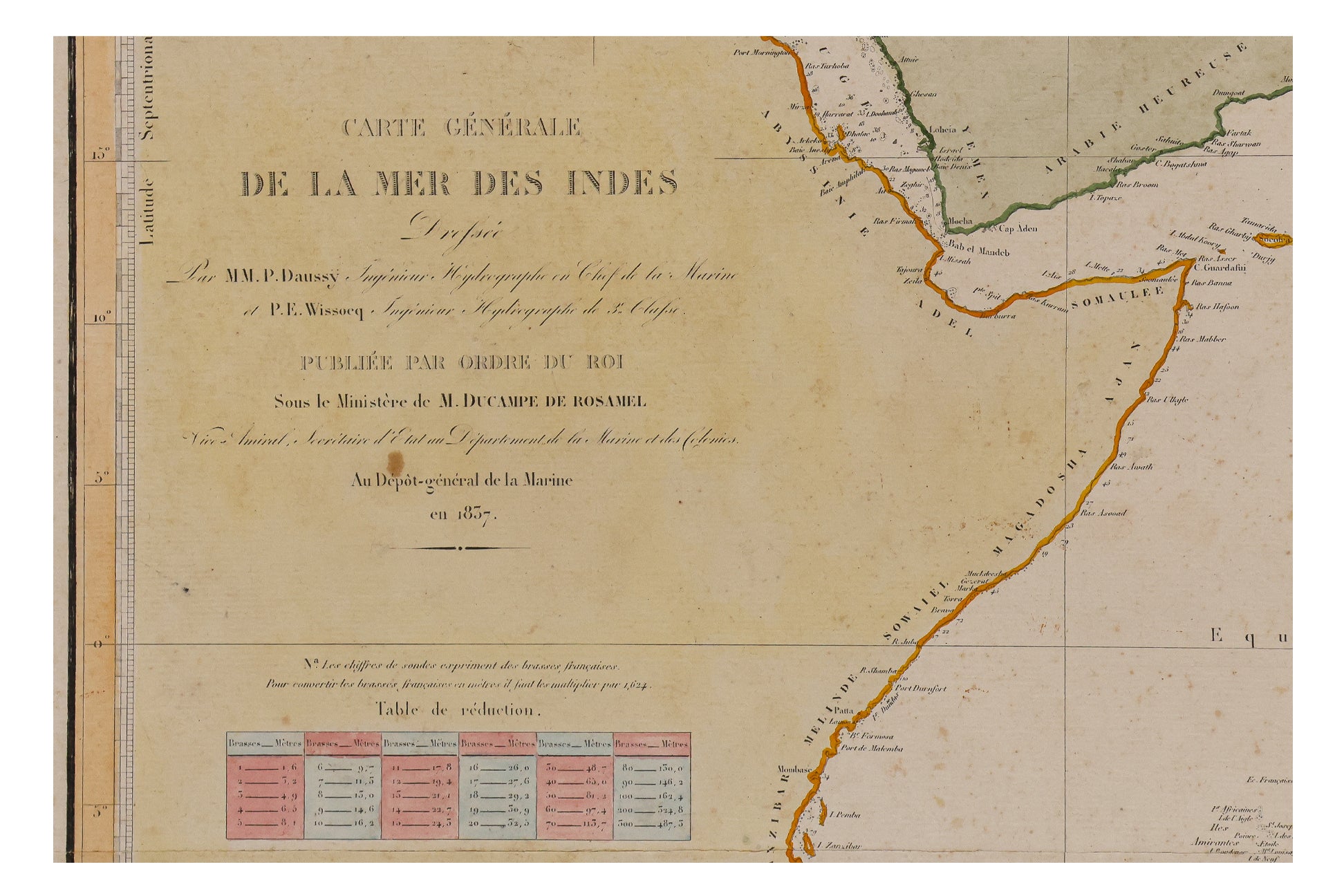CARTE GENERALE DE LA MER DES INDES, PIERRE DAUSSY, 1841