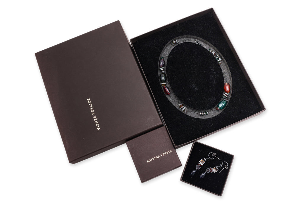 BOTTEGA VENETA - COLOURED GLASS BEADED NECKLACE AND EARRING SET