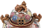 A LARGE SATSUMA POTTERY JAR AND COVER