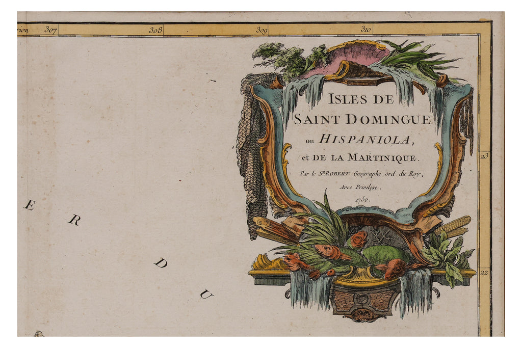 ISLES DE SAINT DOMINGUE, HISPANIOLA, ET DE LA MARTINIQUE, ROBERT DE VAUGONDY, 1757