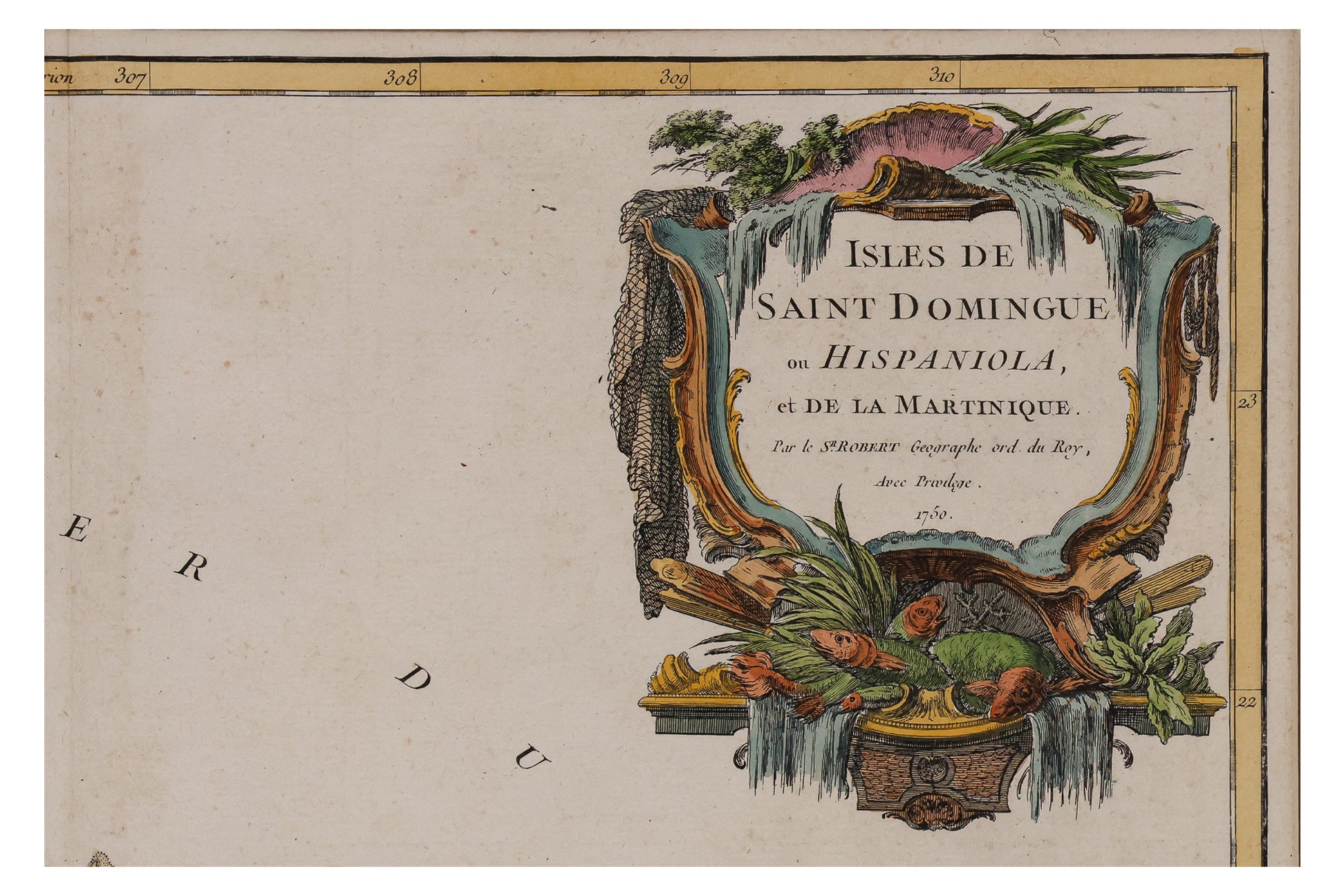 ISLES DE SAINT DOMINGUE, HISPANIOLA, ET DE LA MARTINIQUE, ROBERT DE VAUGONDY, 1757