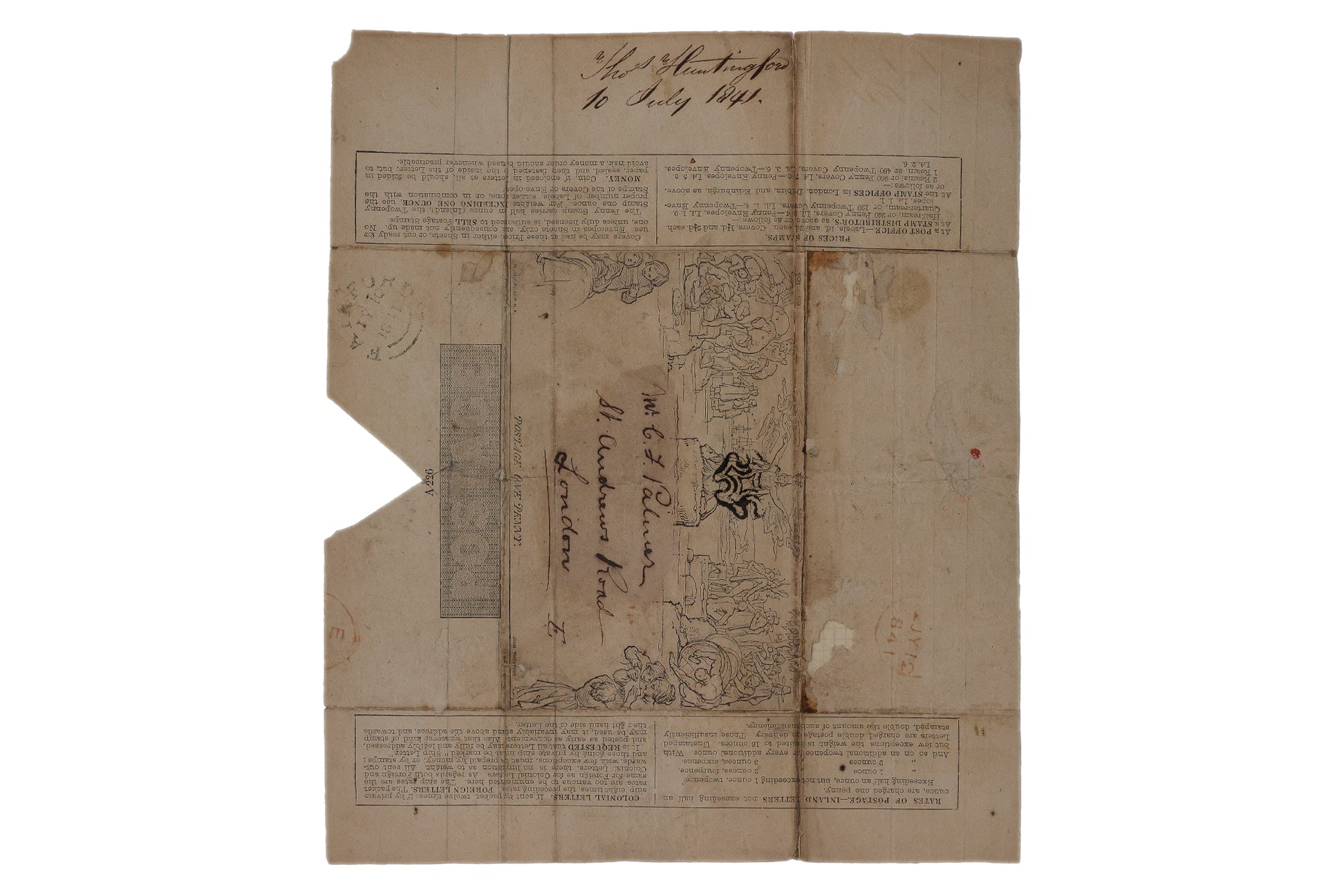 UK, MULREADY LETTER SHEET COVER, 1d, 1841