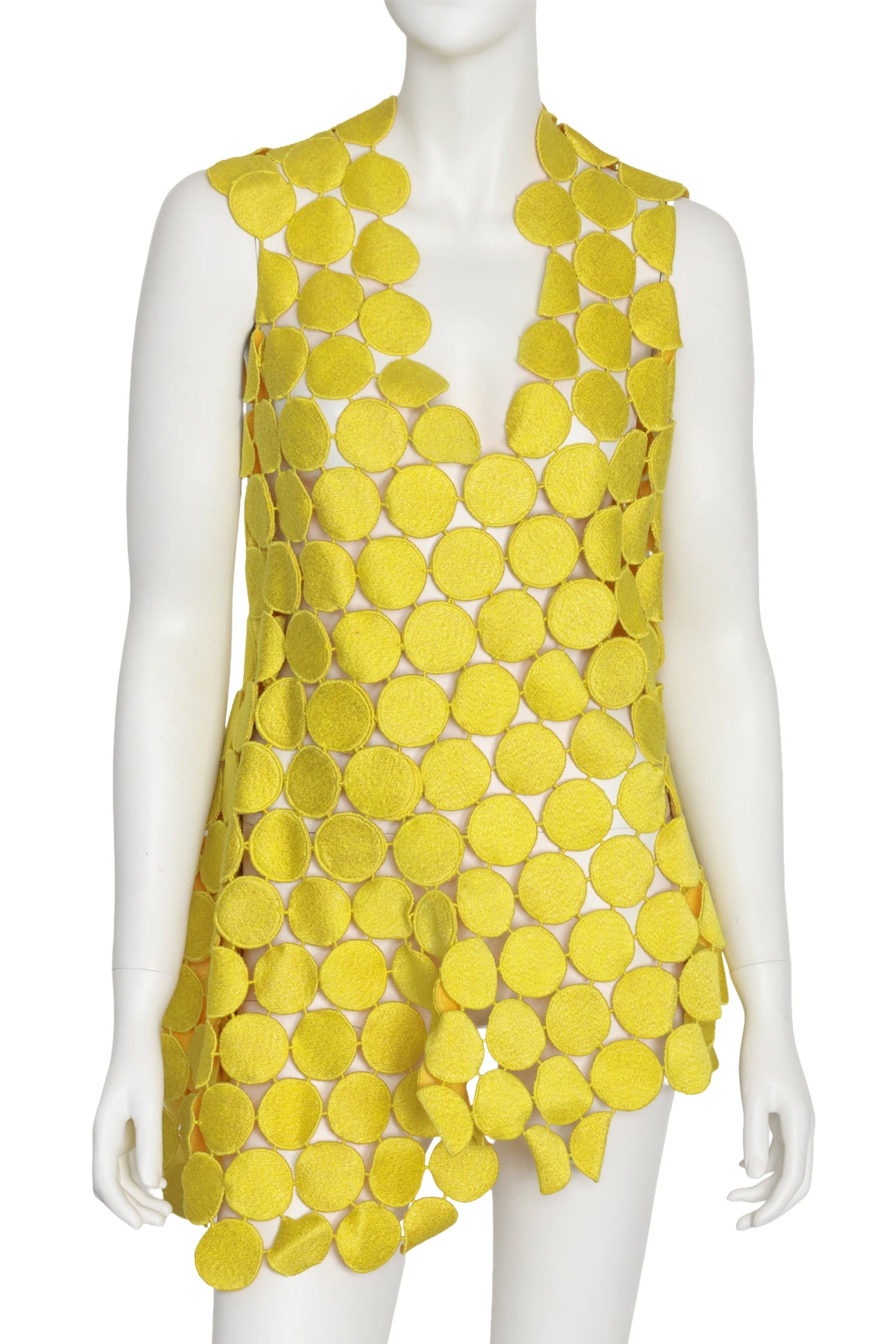 MARNI - A YELLOW CIRCLE CUTOUT SLEEVELESS TOP, S/S 2016