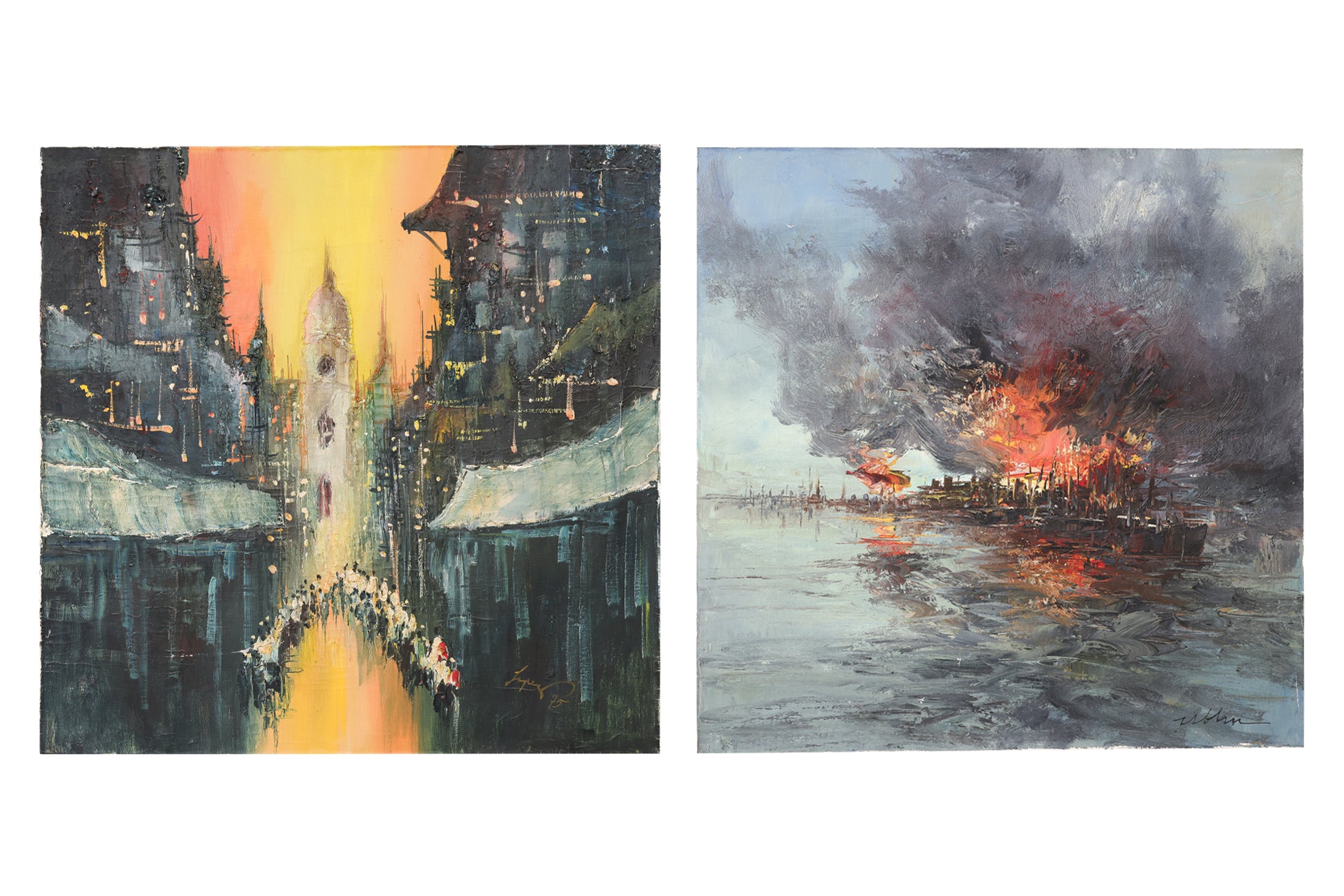 TWO FILIPINO WORKS ON CANVAS (MID 20TH CENTURY)