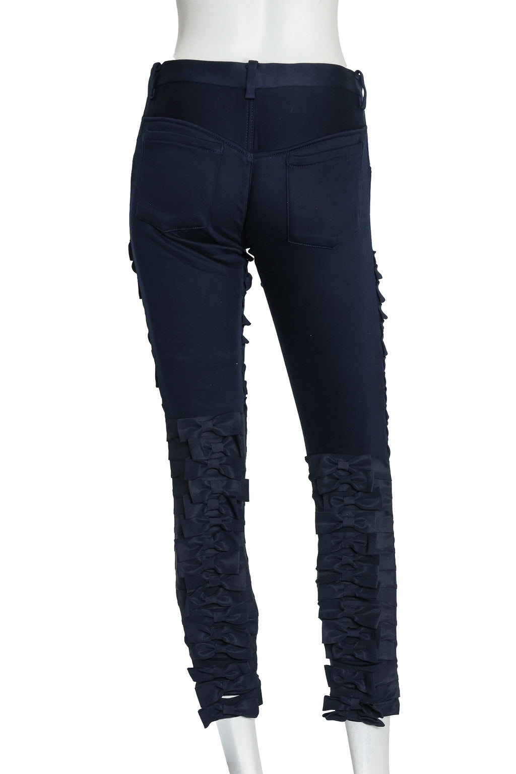 UNDERCOVER - A PAIR OF BLACK RIBBON EMBELLISHED TROUSERS