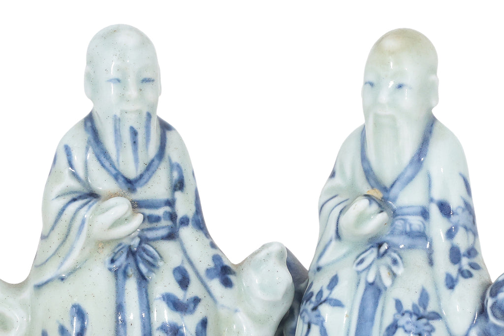 TWO BLUE AND WHITE PORCELAIN FIGURES
