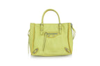BALENCIAGA - A LIME GREEN PAPIER MINI A4 CROSSBODY BAG