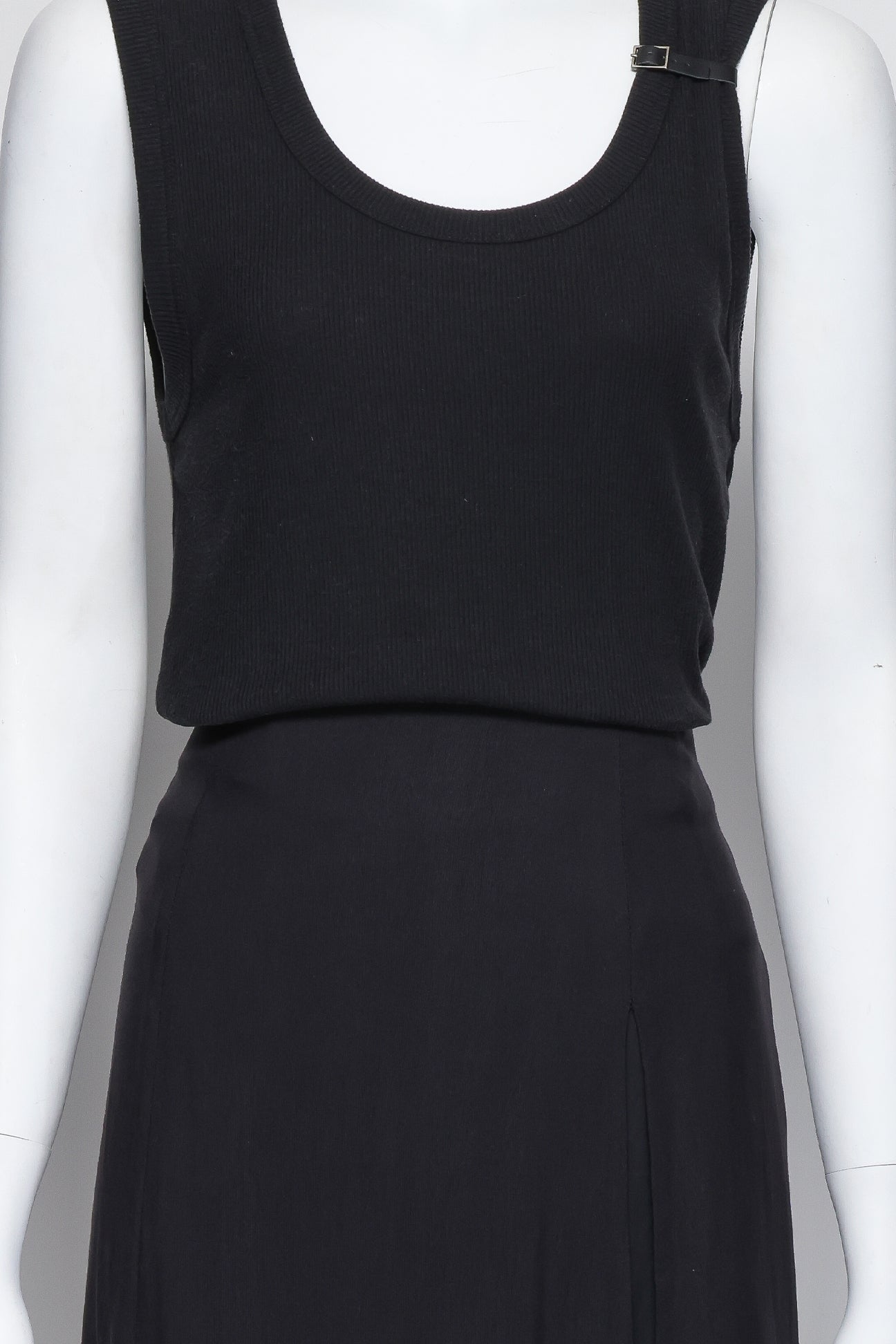 MARTIN MARGIELA - A BLACK BUCKLE TANK AND SKIRT SET