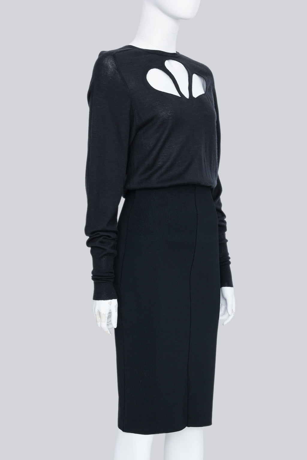 BALENCIAGA - A BLACK 'LE DIX' CUTOUT DRESS FROM F/W 2001 BY NICOLAS GHESQUIÈR