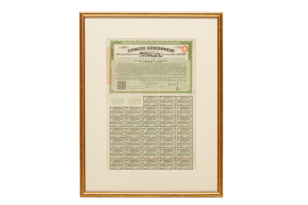 A 8% VICKERS' CHINA AEROPLANE SERVICES LOAN, £100 (1919)