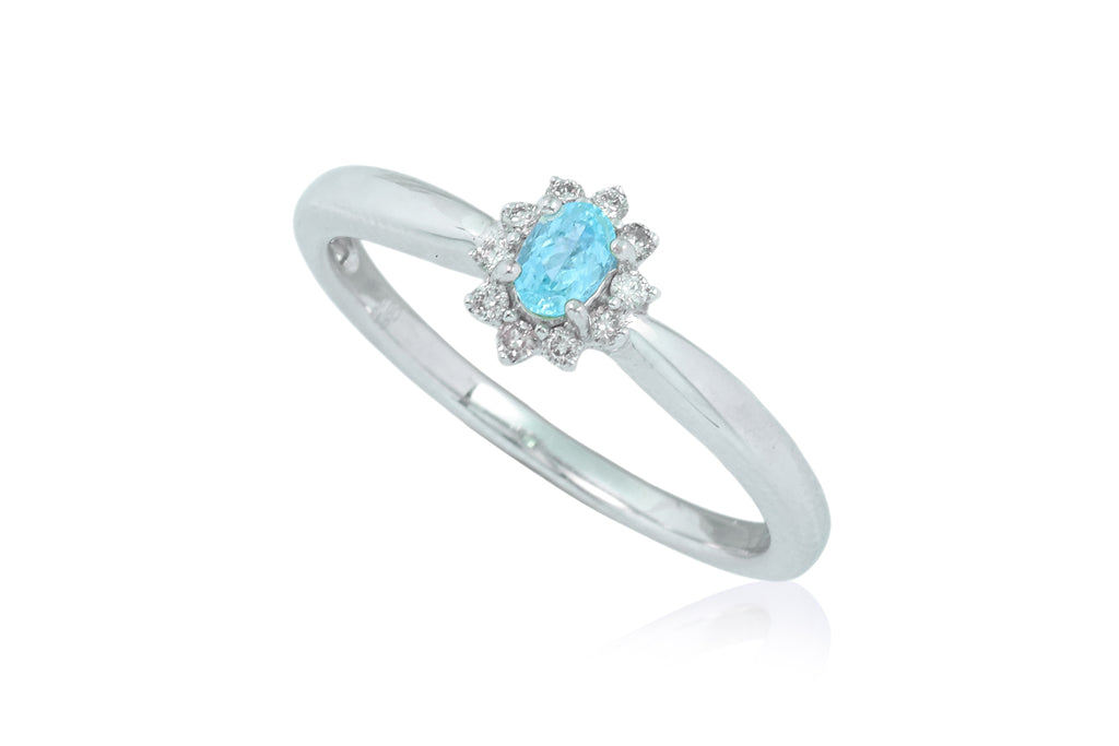 A PARAIBA TOURMALINE AND DIAMOND RING