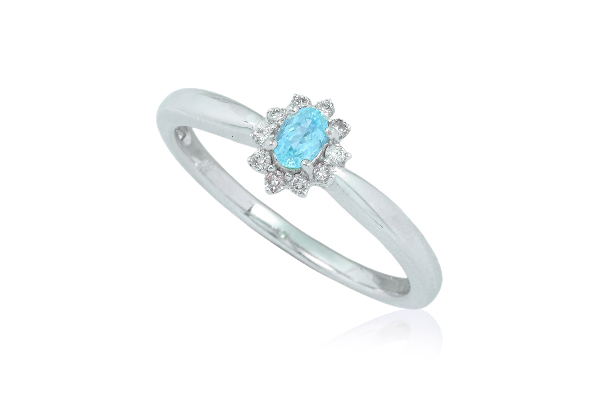 A PARAIBA TOURMALINE AND DIAMOND RING