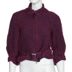 EMPORIO ARMANI - A PINK AND BLACK BELTED JACKET WITH BUCKET DETAILS, PRE-FALL 2014