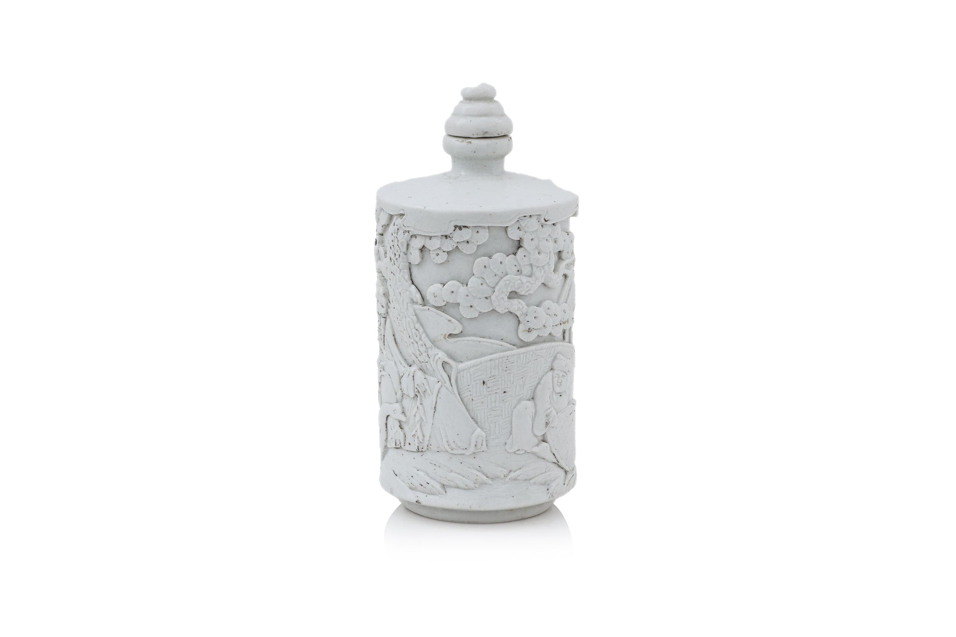 A SMALL WHITE GLAZED PORCELAIN BOTTLE