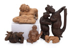 A GROUP OF FIVE BALINESE WOOD CARVINGS