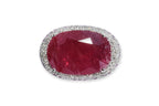 A LEAD GLASS FILLED RUBY, PINK SAPPHIRE AND DIAMOND PENDANT BROOCH