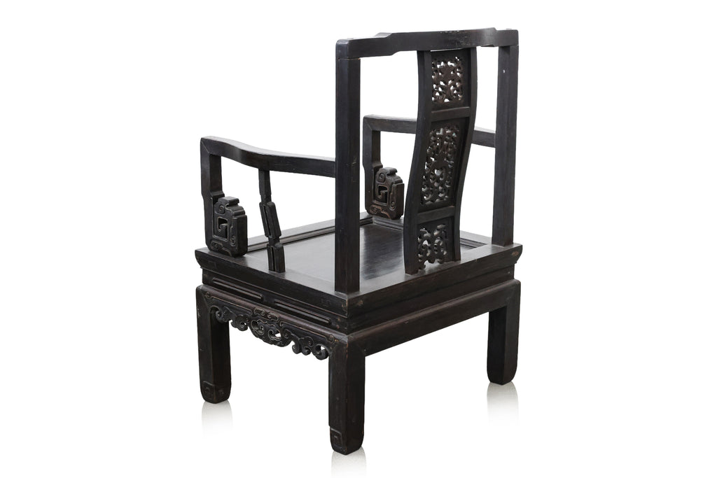 A SET OF SIX SIMILAR CHINESE CARVED HARDWOOD ARMCHAIRS