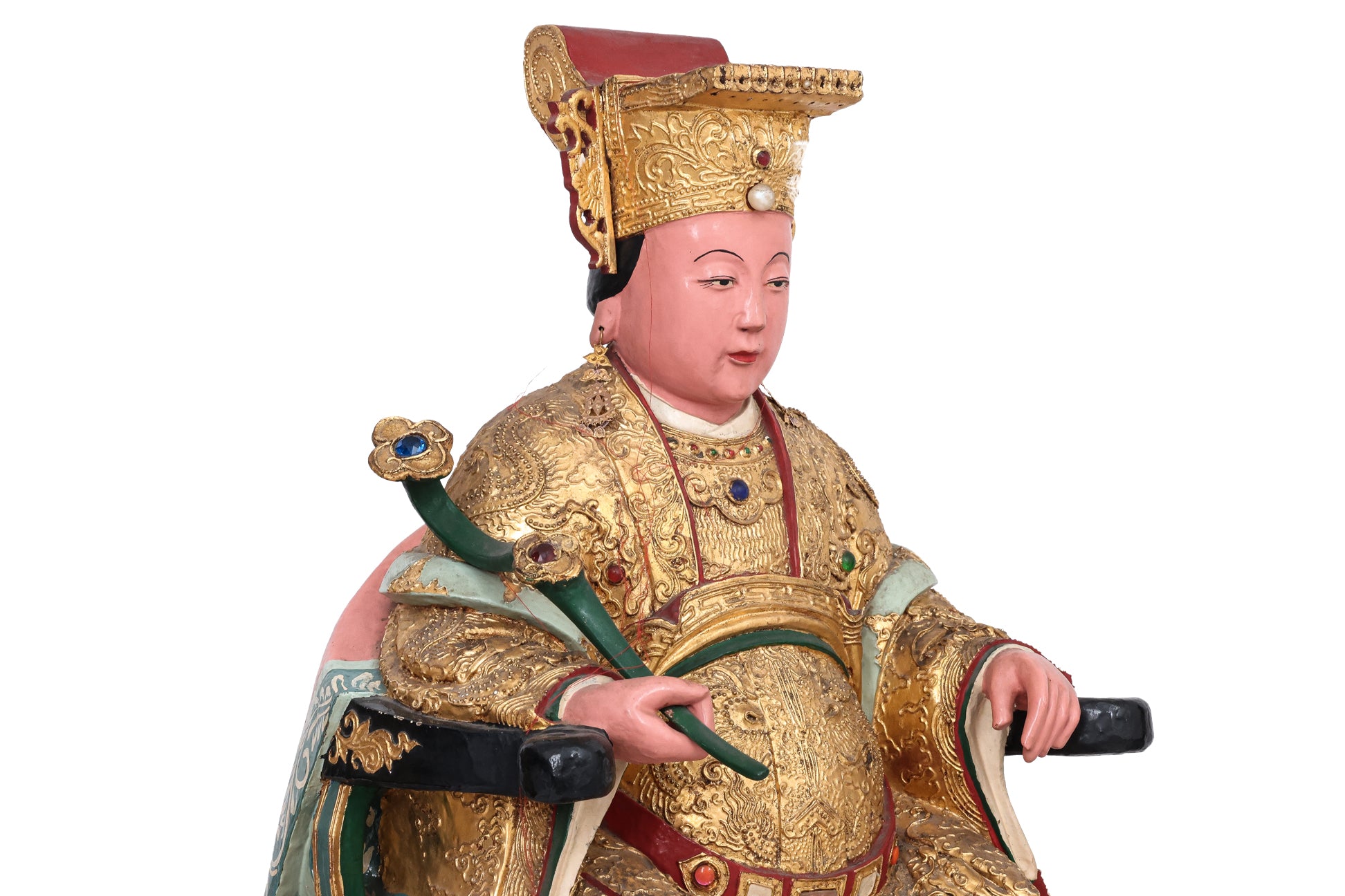 A GROUP OF THREE LARGE POLYCHROME ALTAR FIGURES