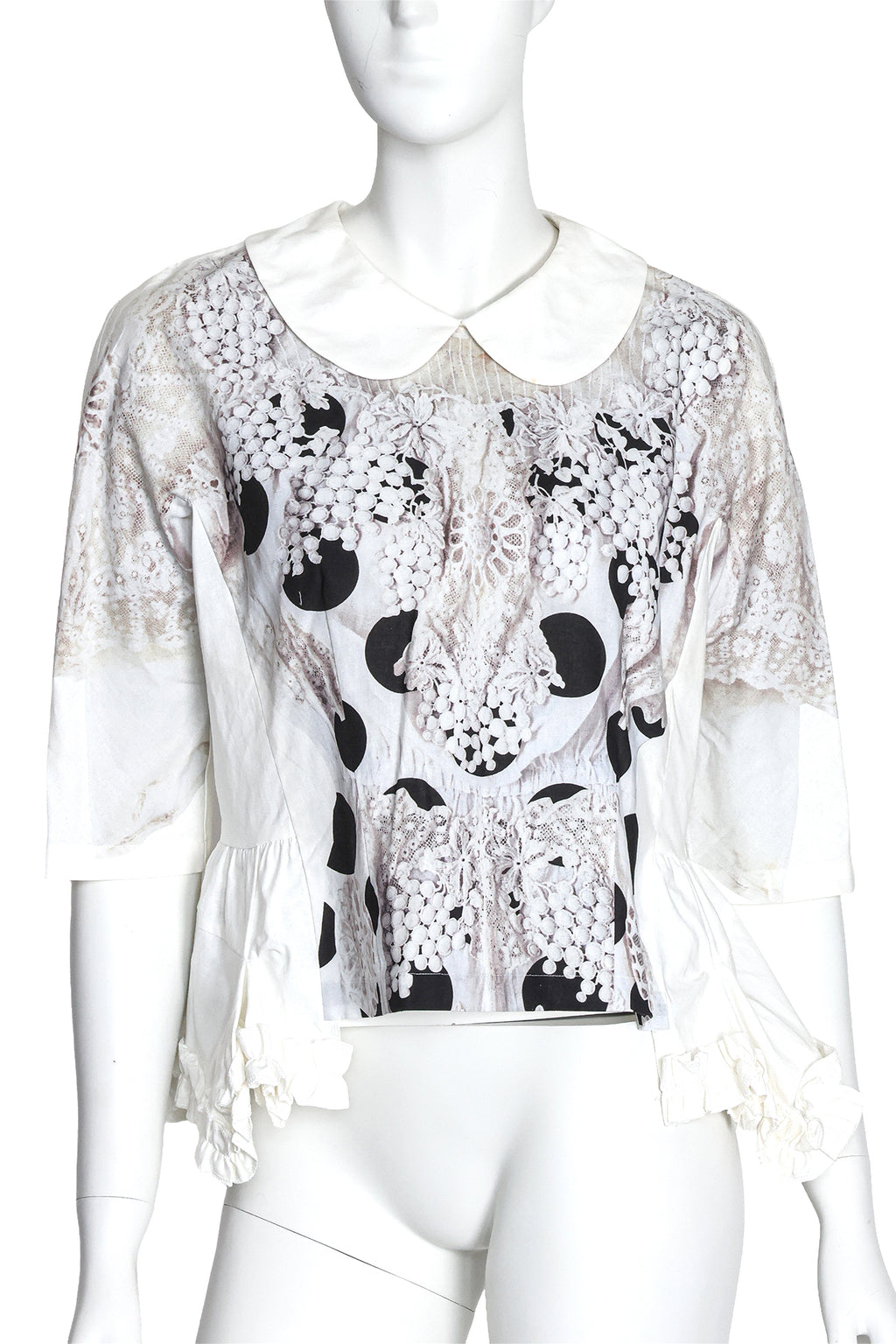 COMME DES GARÇONS - A POLKA DOT AND LACE PRINT BLOUSE, 2017