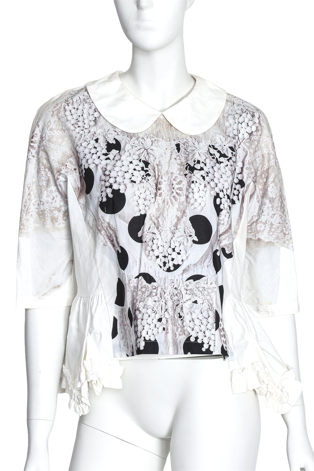 COMME DES GARÇONS - A POLKA DOT AND LACE PRINT BLOUSE, 2017