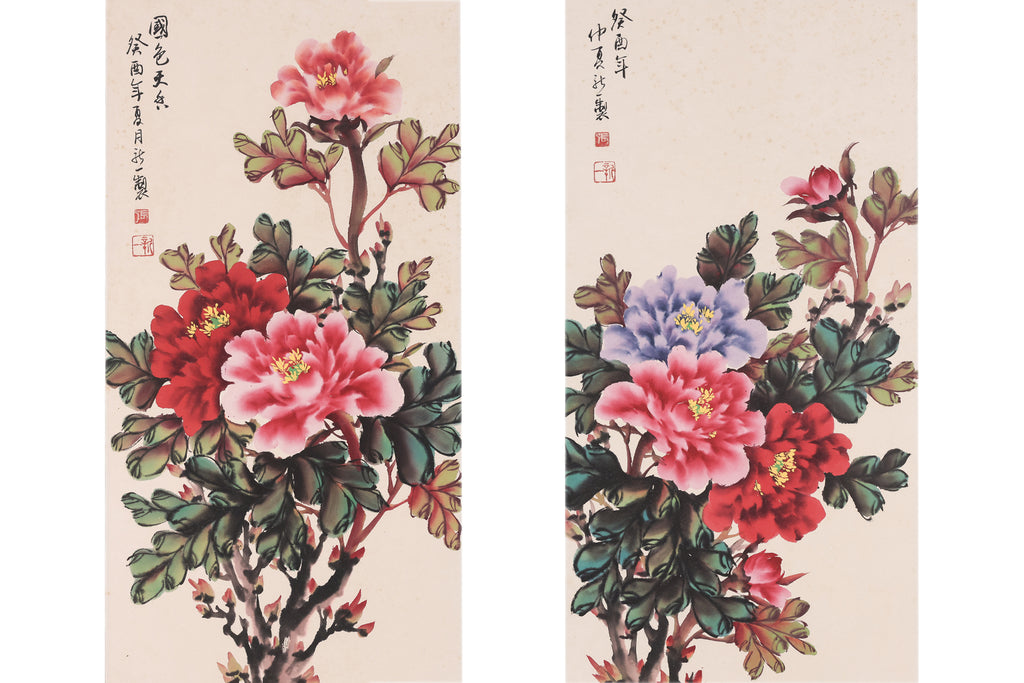 TWO CHINESE INKS - PEONIES