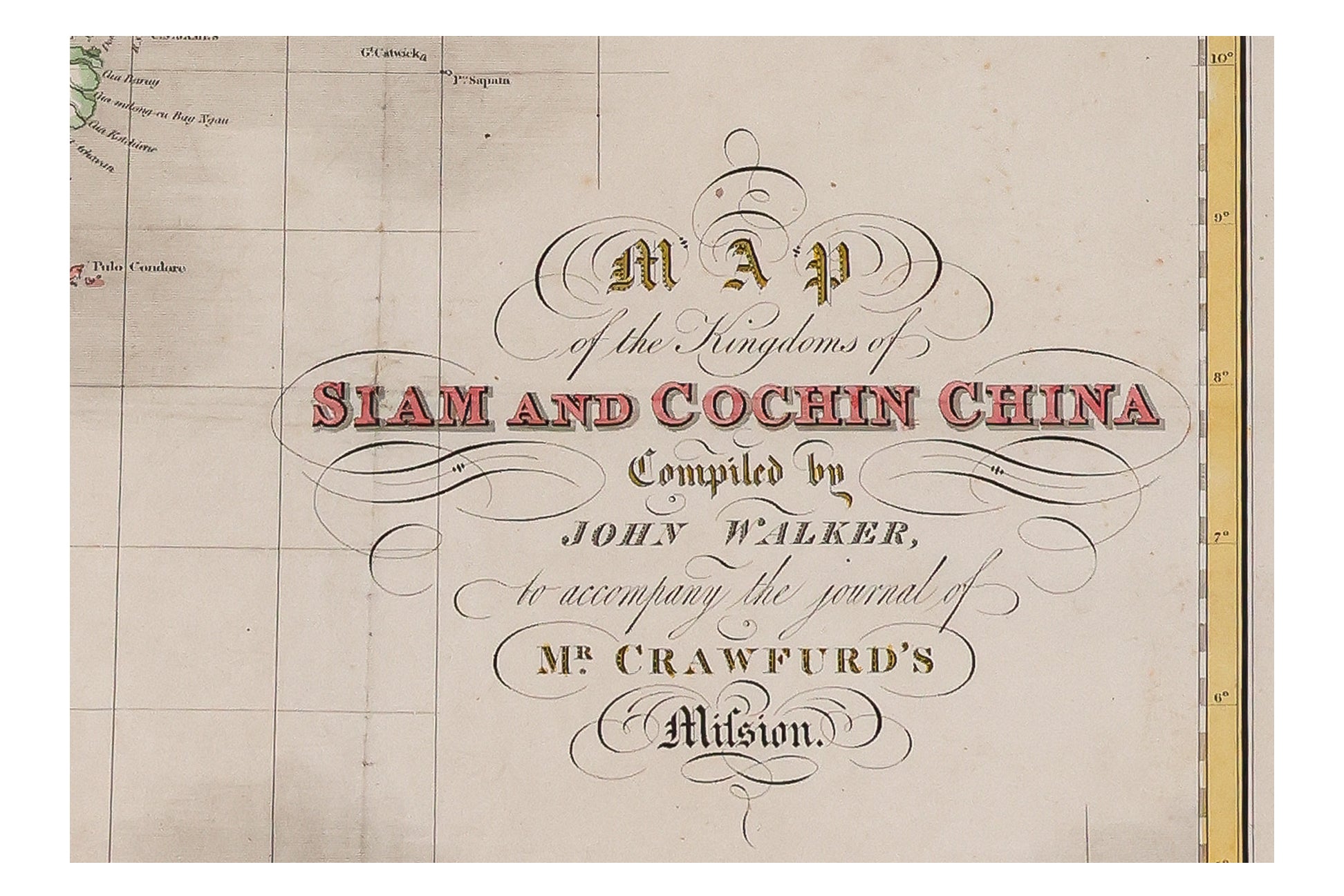 A MAP OF THE KINGDOMS OF SIAM AND COCHIN CHINA, JOHN WALKER, 1828