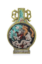 AN OPENWORK DRAGON AND PHOENIX BISCUIT PORCELAIN MOON FLASK