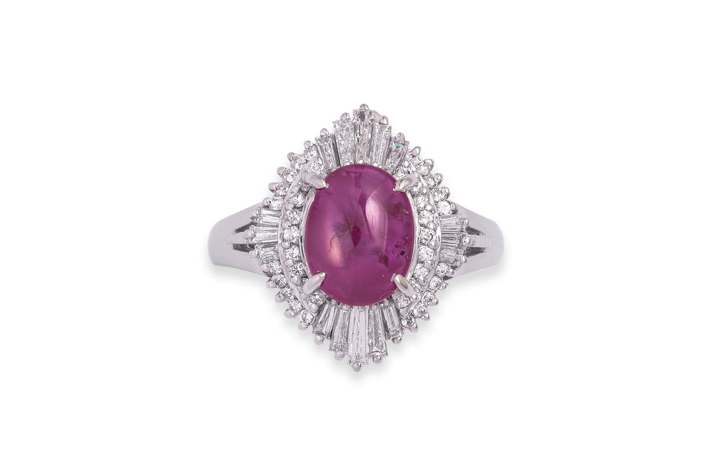 A STAR RUBY AND DIAMOND RING