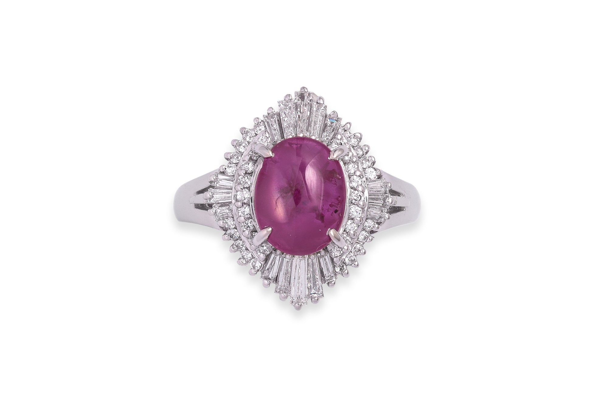 A STAR RUBY AND DIAMOND RING