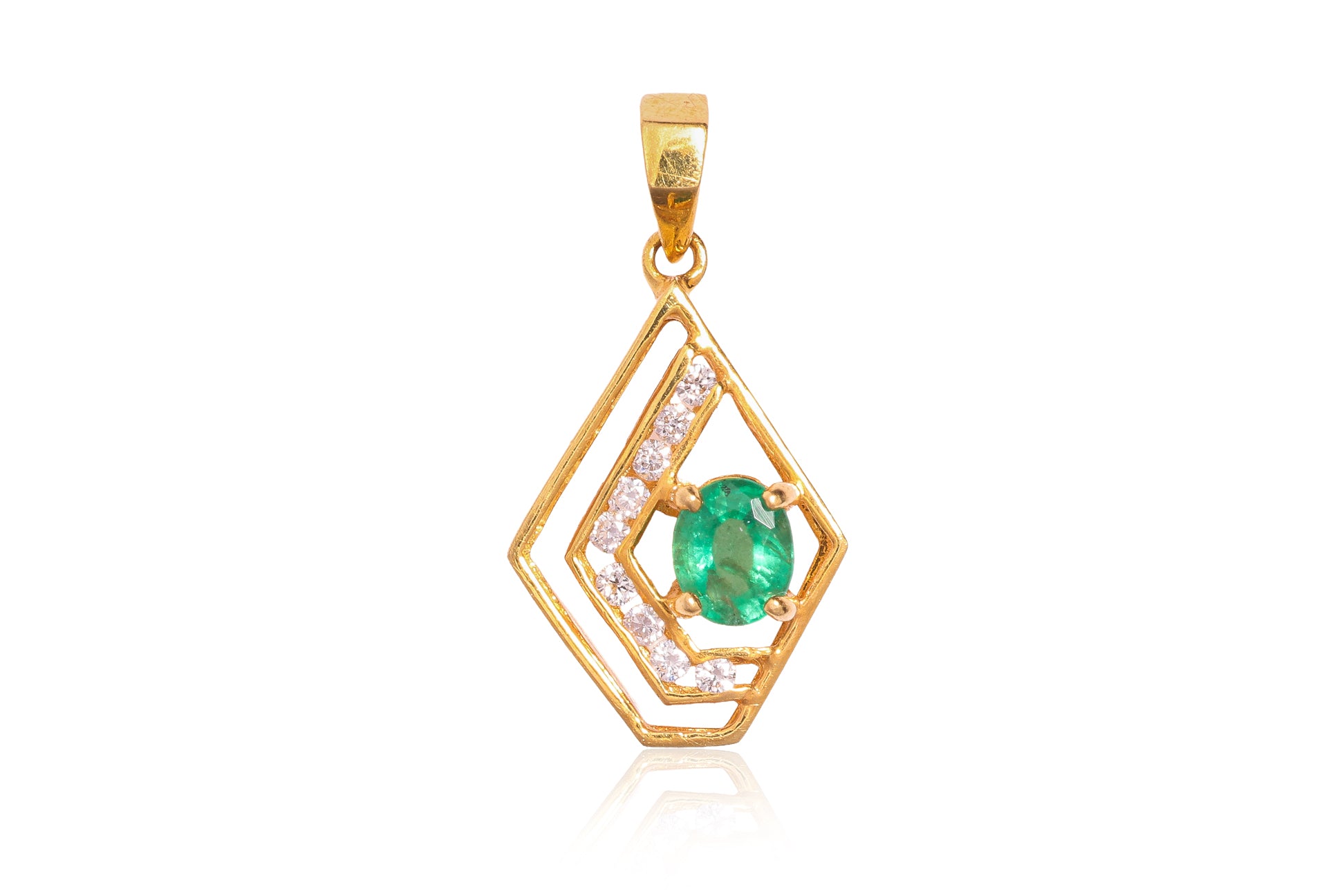 AN EMERALD AND DIAMOND 'GEOMETRIC' PENDANT