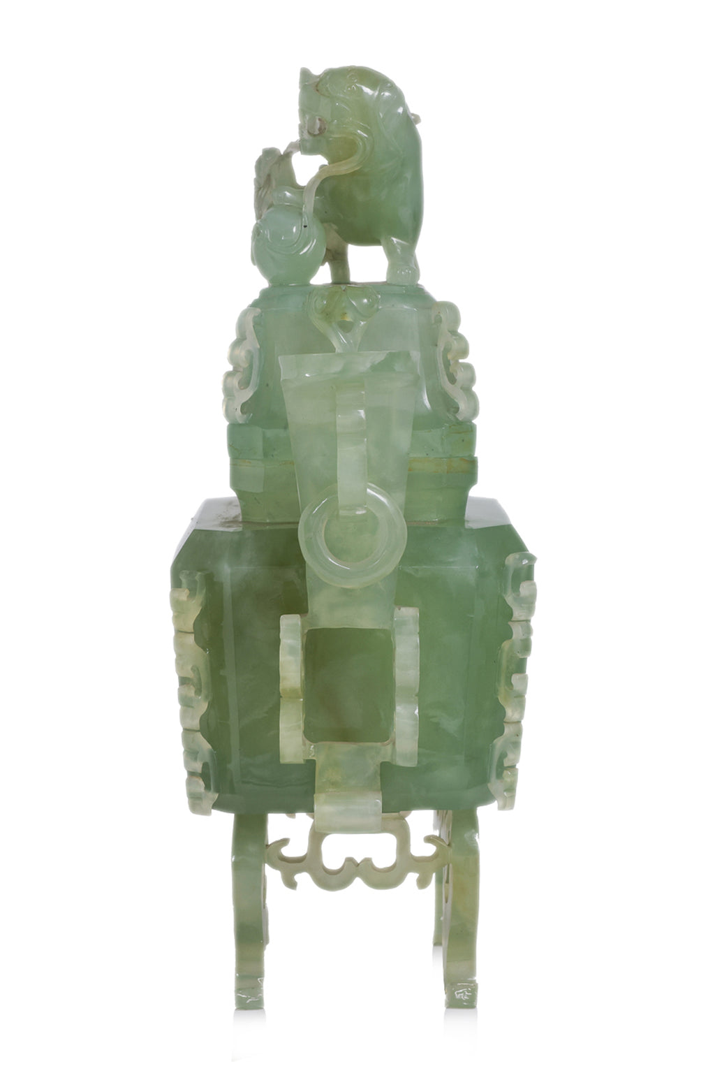 A LARGE SERPENTINE JADE ARCHAISTIC CENSER AND COVER