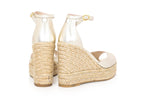 STUART WEITZMAN - A PAIR OF NIDISTVURVE ESPADRILLE WEDGES IN PLATINUM COLOUR