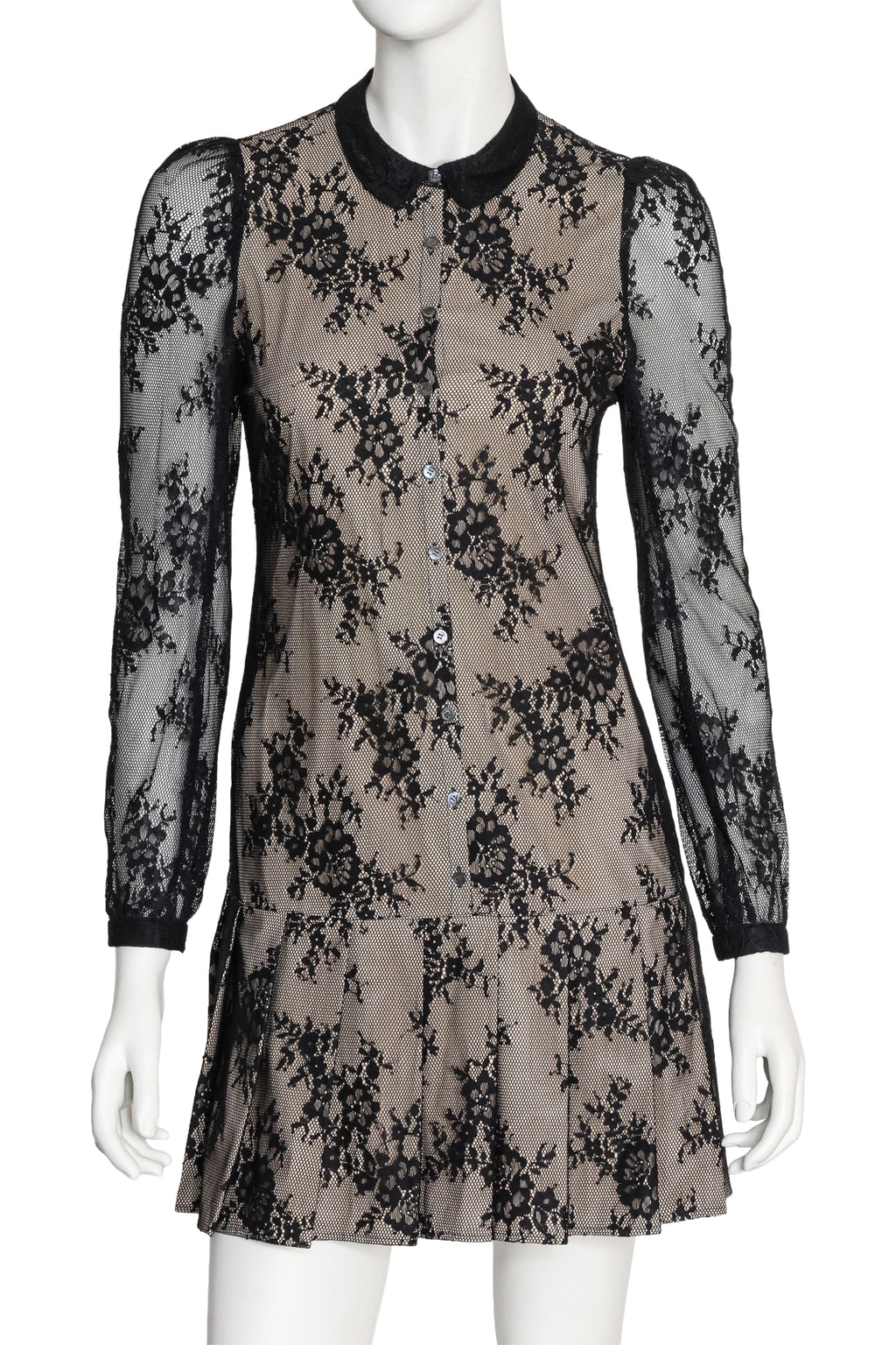 MCQ ALEXANDER MCQUEEN - A BLACK LACE OVERLAY DRESS