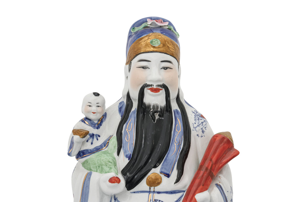 A SET OF THREE CHINESE PORCELAIN FU, LU, SHOU FIGURES