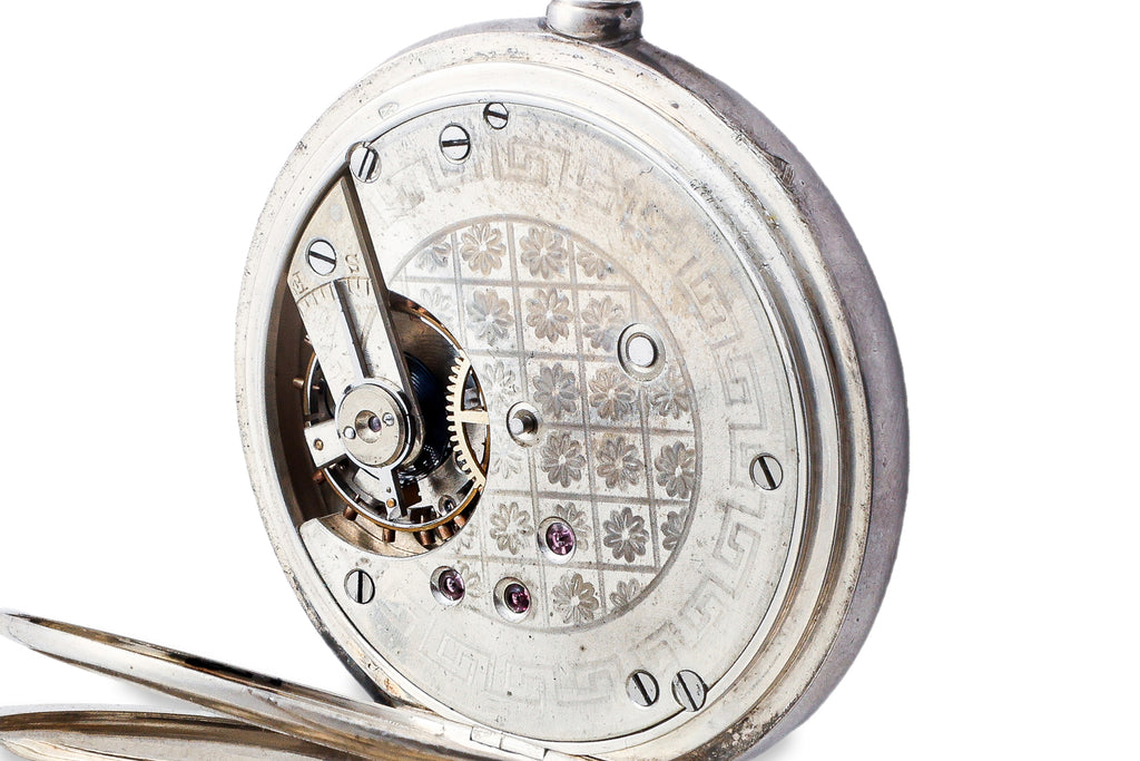 TWO SILVER CASED POCKET WATCHES