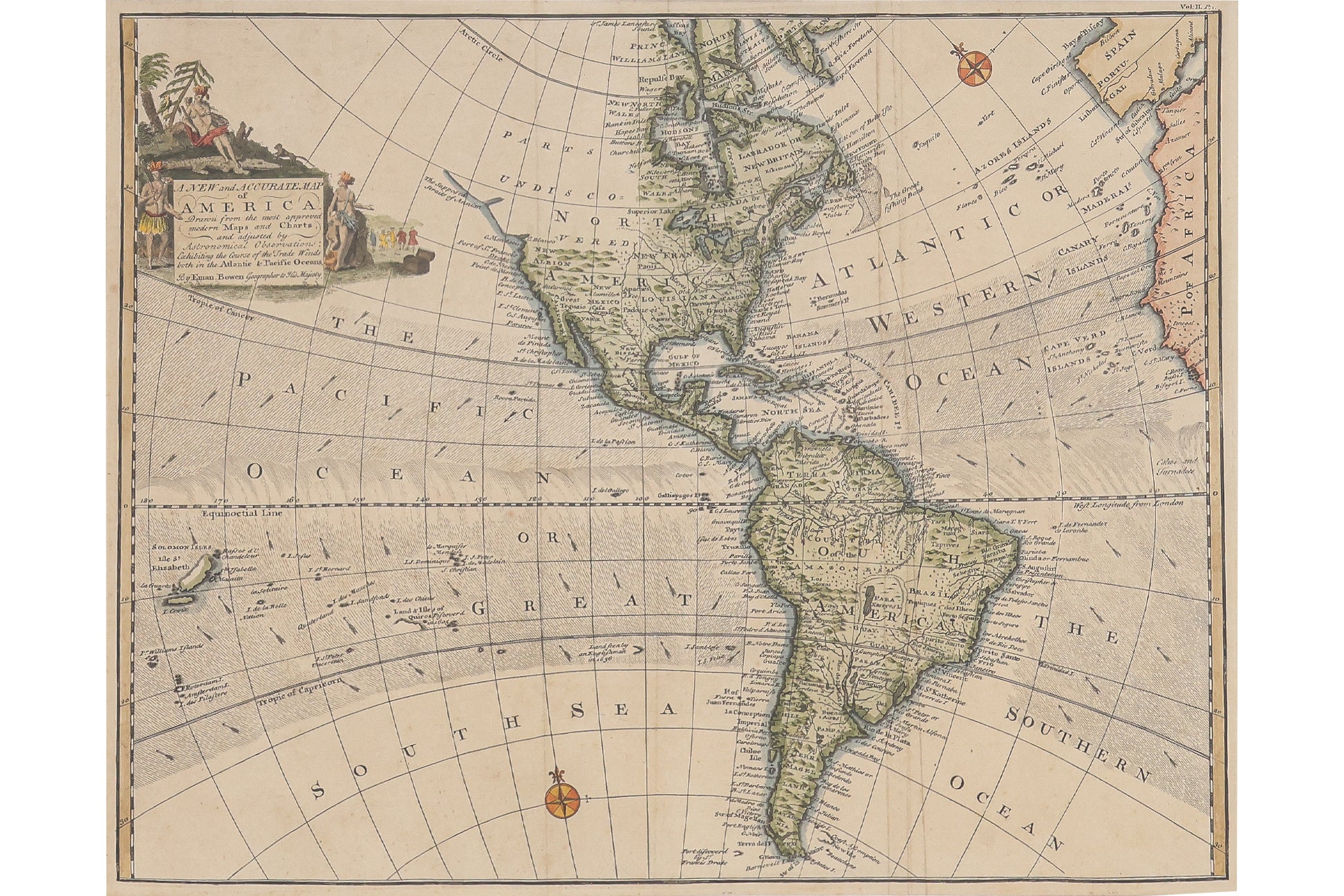 A NEW AND ACCURATE MAP OF AMERICA... EMANUEL BOWEN, 1744-1764