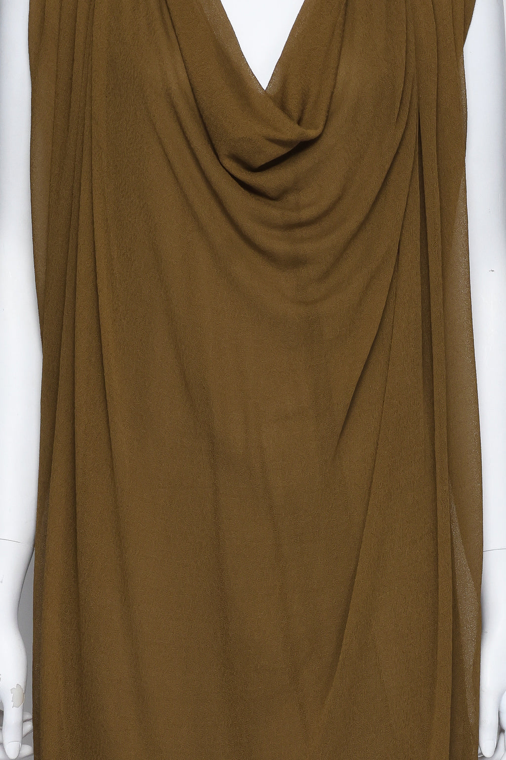 ALEXANDER MCQUEEN - AN OLIVE GREEN COWL SHIFT DRESS