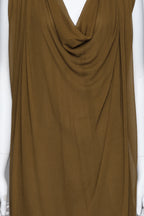 ALEXANDER MCQUEEN - AN OLIVE GREEN COWL SHIFT DRESS