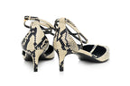 KHAITE - A PAIR OF SNAKESKIN EFFECT STRAPPY POINTED TOE HEELS