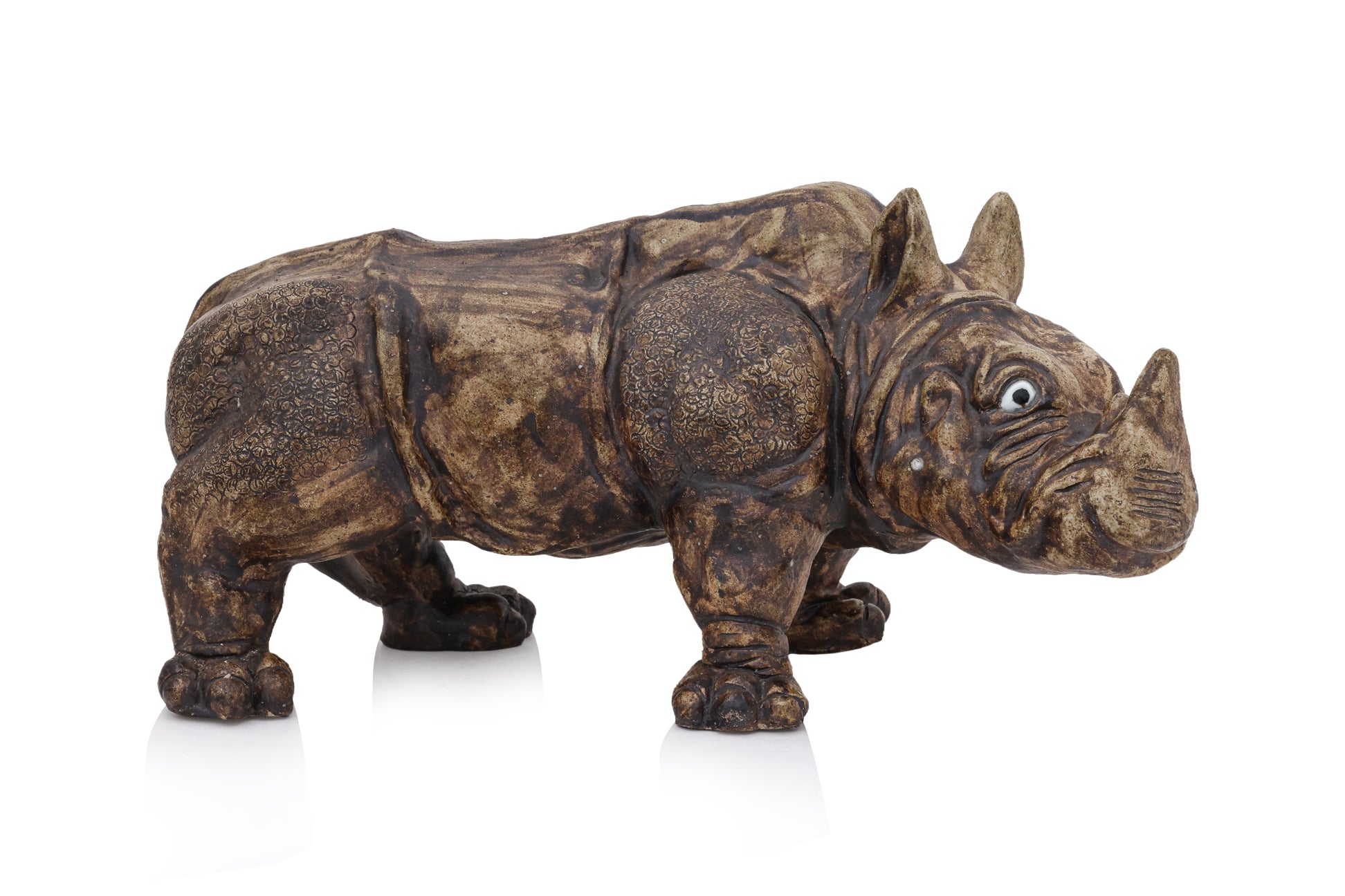 A LARGE SHIWAN POTTERY MODEL OF A RHINOCEROS