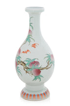 A FAMILLE ROSE 'PEACH AND BAT' BOTTLE VASE