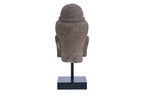 A CAMBODIAN KHMER CARVED STONE HEAD OF A DEITY