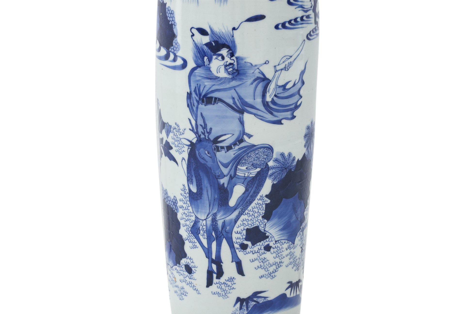 A BLUE AND WHITE 'ZHONG KUI' SLEEVE VASE