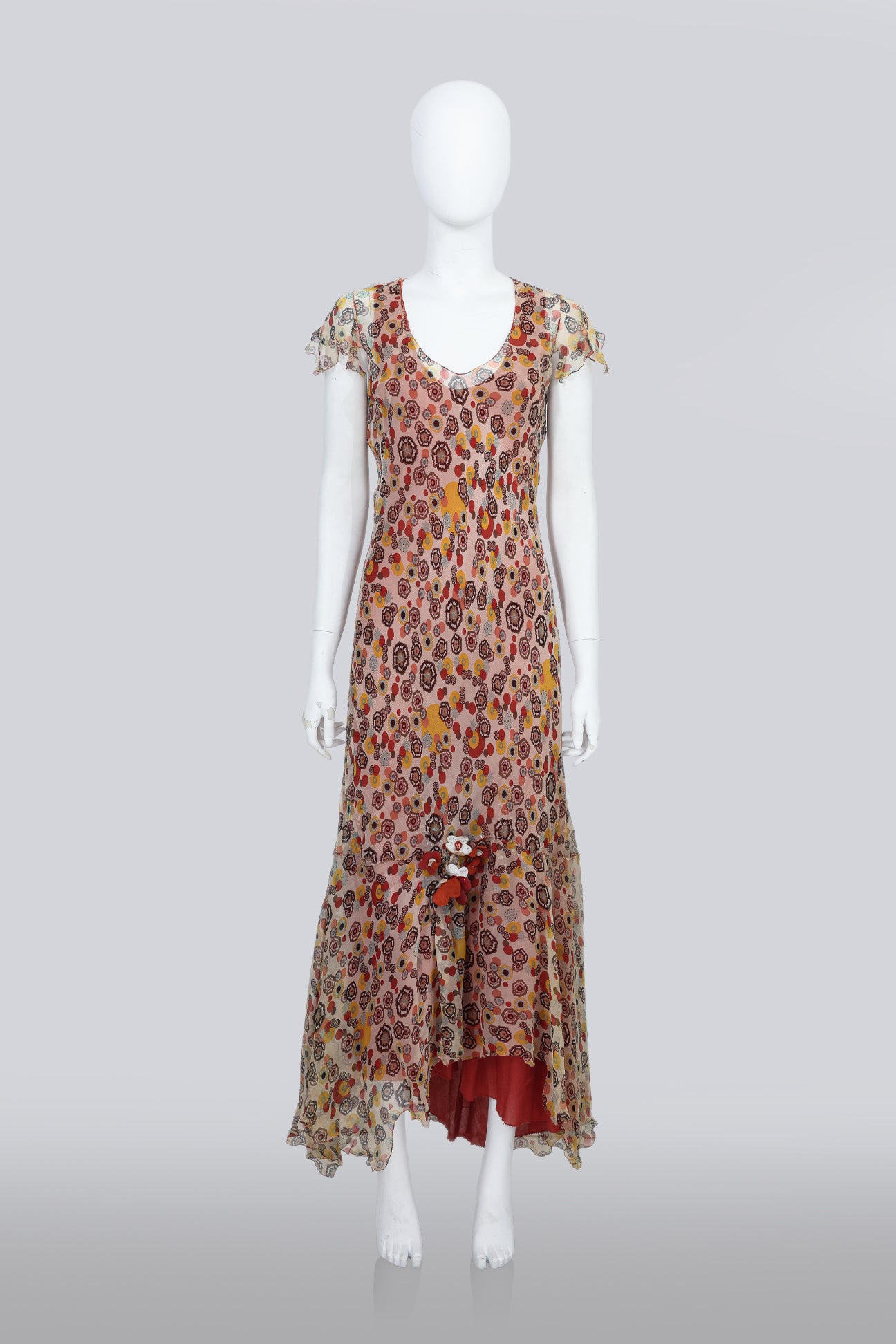 ROZAE NICHOLS - A GEOMETRIC FLORAL PRINT MAXI DRESS