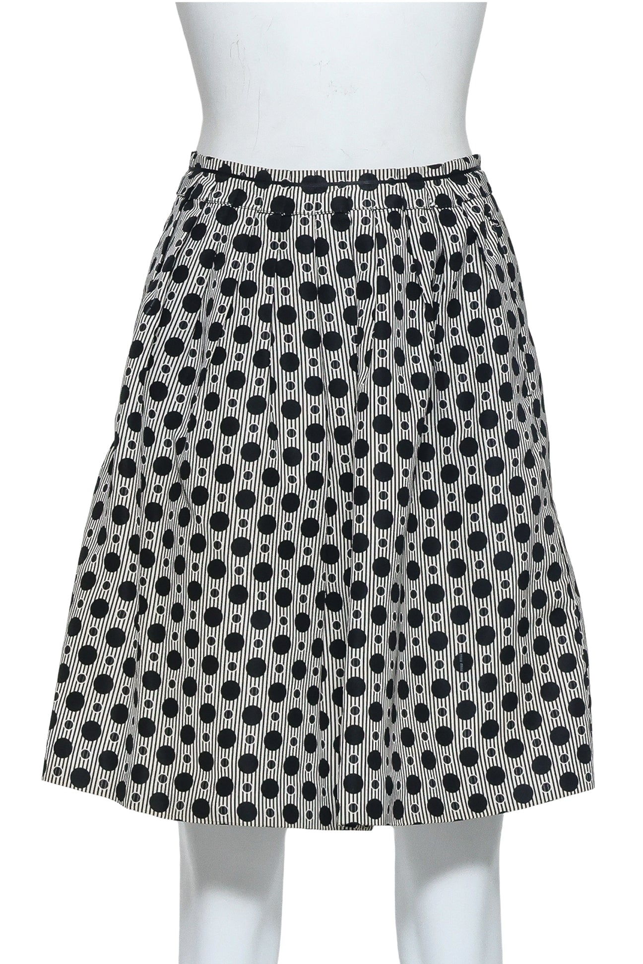 MIU MIU - A BLACK AND WHITE GEOMETRIC PRINT MINI SKIRT
