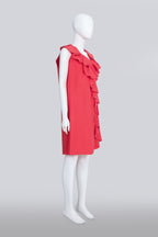 LANVIN - A CORAL RUFFLED SHIFT DRESS