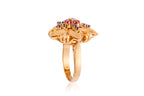 A DIAMOND, RUBY AND SAPPHIRE 'FLOWER' RING
