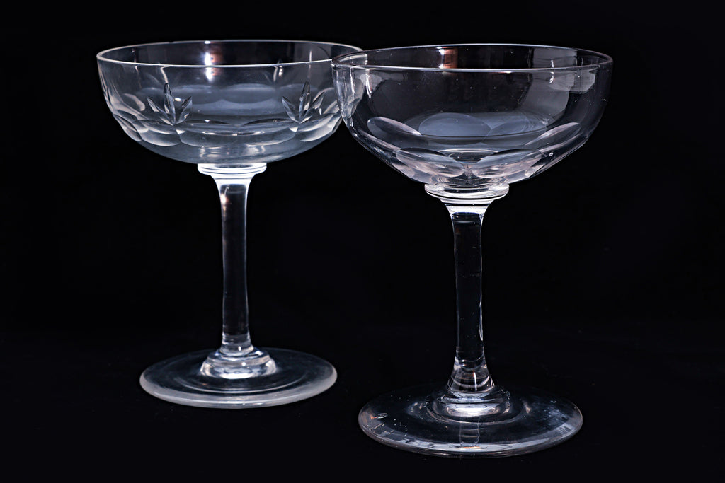 A GROUP OF SEVEN ASSORTED CUT GLASS CHAMPAGNE COUPES