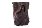 A CARVED HARDWOOD BRUSH POT