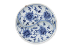 A MINIATURE WUCAI VASE AND A BLUE AND WHITE LOTUS DISH
